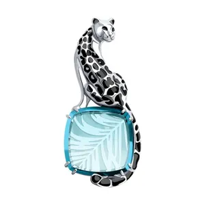 Брошь из серебра с ситаллом и эмалью