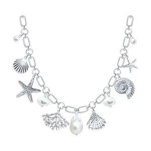 Колье из золочёного серебра с миксом камней