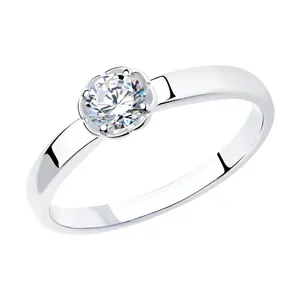 Помолвочное кольцо из серебра с фианитом