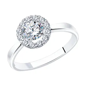 Кольцо из серебра с фианитами