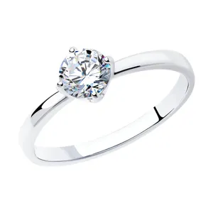 Помолвочное кольцо из серебра с фианитом