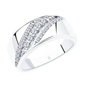 Кольцо из серебра с фианитами