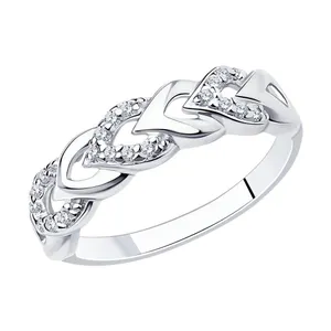 Кольцо из серебра с фианитами