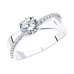 Кольцо из серебра с фианитами