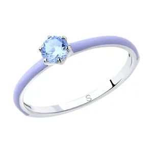 Кольцо из серебра с эмалью и фианитом