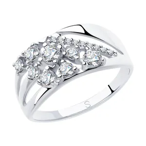 Кольцо из серебра с фианитами