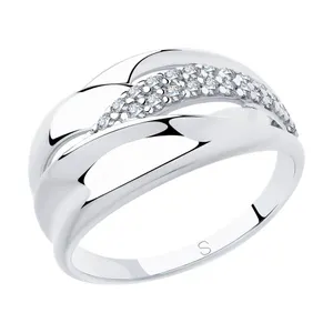 Кольцо из серебра с фианитами