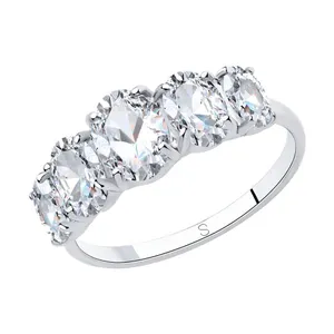 Кольцо из серебра с фианитами