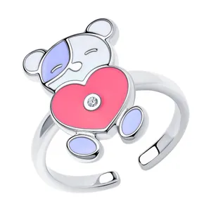 Кольцо из серебра с эмалью и фианитом