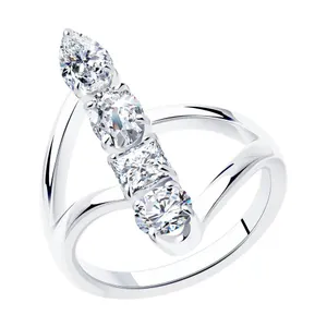 Кольцо из серебра с фианитами