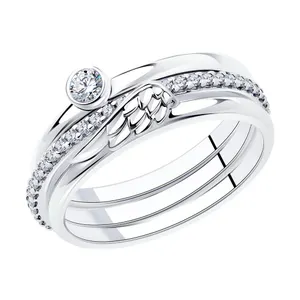 Кольцо из серебра с фианитами