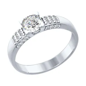 Кольцо из серебра с фианитами