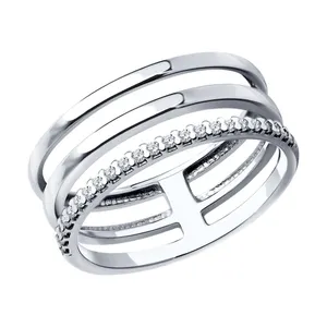 Кольцо из серебра с фианитами