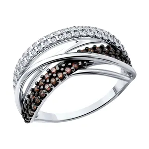 Кольцо из серебра с фианитами