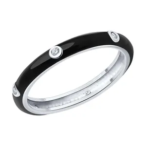 Кольцо из серебра с фианитами и эмалью