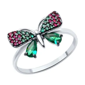 Кольцо из серебра с корундами и фианитами