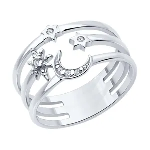 Кольцо из серебра с фианитами