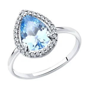 Кольцо из серебра с фианитами