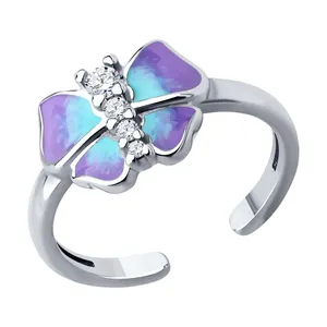 Кольцо из серебра с фианитами и эмалью