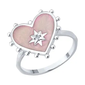 Кольцо из серебра с фианитом и эмалью