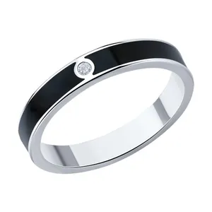 Кольцо из серебра с фианитом и эмалью