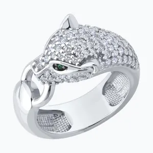 Кольцо из серебра с фианитами и эмалью