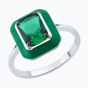 Кольцо из серебра с фианитом и эмалью