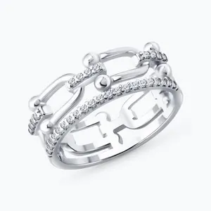 Кольцо из серебра с фианитами