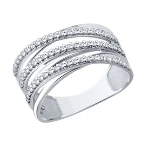 Кольцо из серебра с фианитами