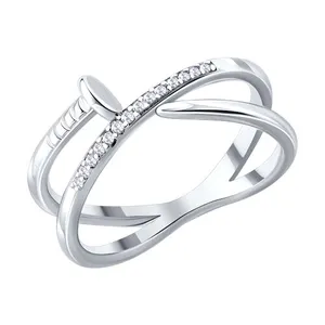 Кольцо из серебра с фианитами