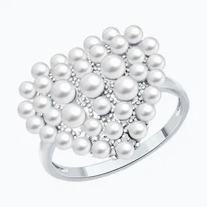 Кольцо из серебра с синтетическим жемчугом