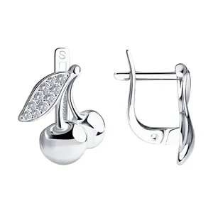 Серьги из серебра с фианитами