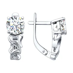 Серьги из серебра с фианитами