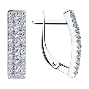 Серьги из серебра с фианитами