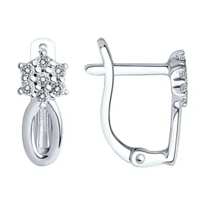 Серьги из серебра с фианитами