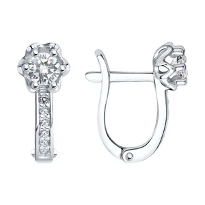 Серьги из серебра с фианитами