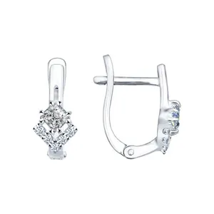 Серьги из серебра с фианитами