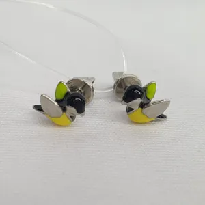 Серьги-пусеты из серебра с эмалью