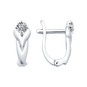 Серьги из серебра с фианитами