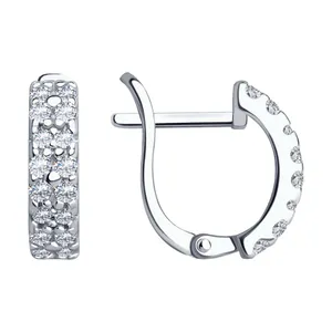 Серьги из серебра с фианитами