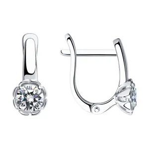 Серьги из серебра с фианитами
