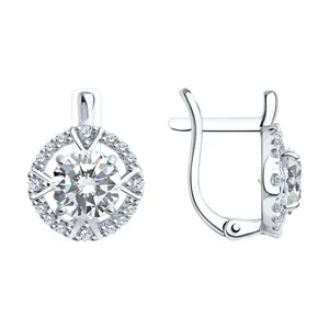 Серьги из серебра с фианитами
