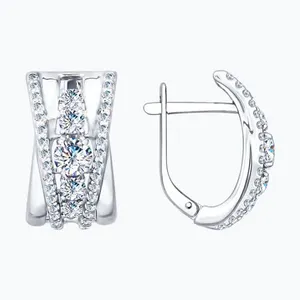 Серьги из серебра с фианитами