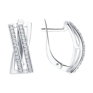 Серьги из серебра с фианитами