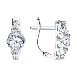 Серьги из серебра с фианитами