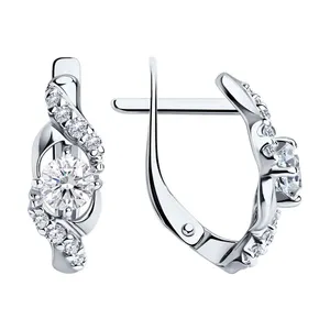 Серьги из серебра с фианитами