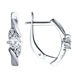 Серьги из серебра с фианитами