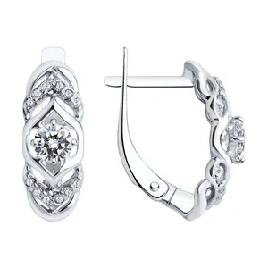 Серьги из серебра с фианитами