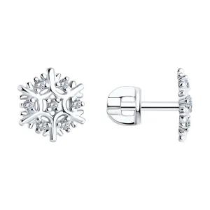 Серьги из серебра с фианитами