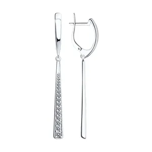 Серьги из серебра с фианитами